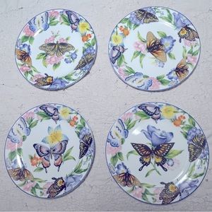 ✨🦋American Atelier🦋 Collective Vintage Porcelain Butterfly Plates Set of 4